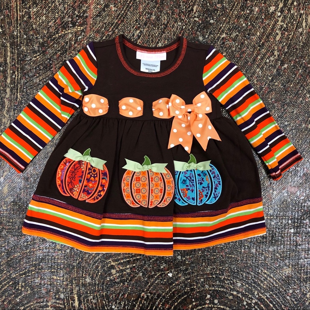NWT Fall Pumpkin Dress with Ribbon Pull Through